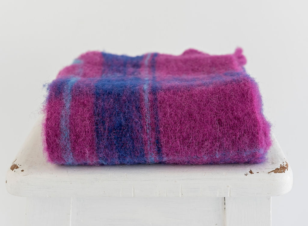 Masterweave Alpaca Scarf - Royal Fushia Check