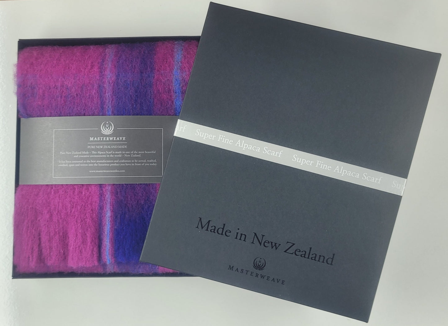 Masterweave Alpaca Scarf - Royal Fushia Check
