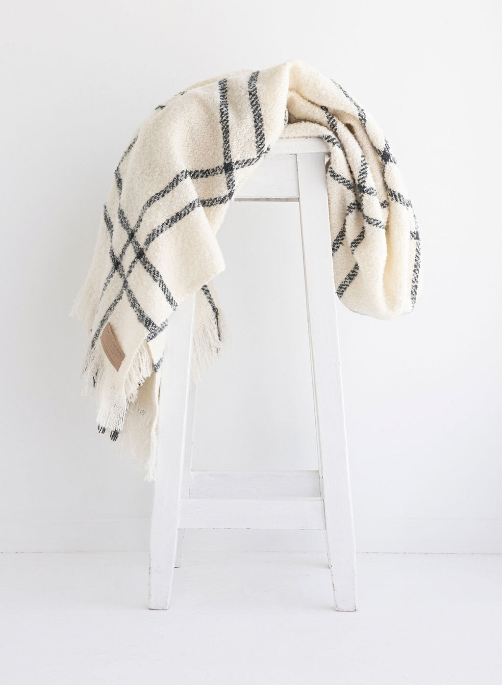 Masterweave Wool Twill Throw - Cream Window Check