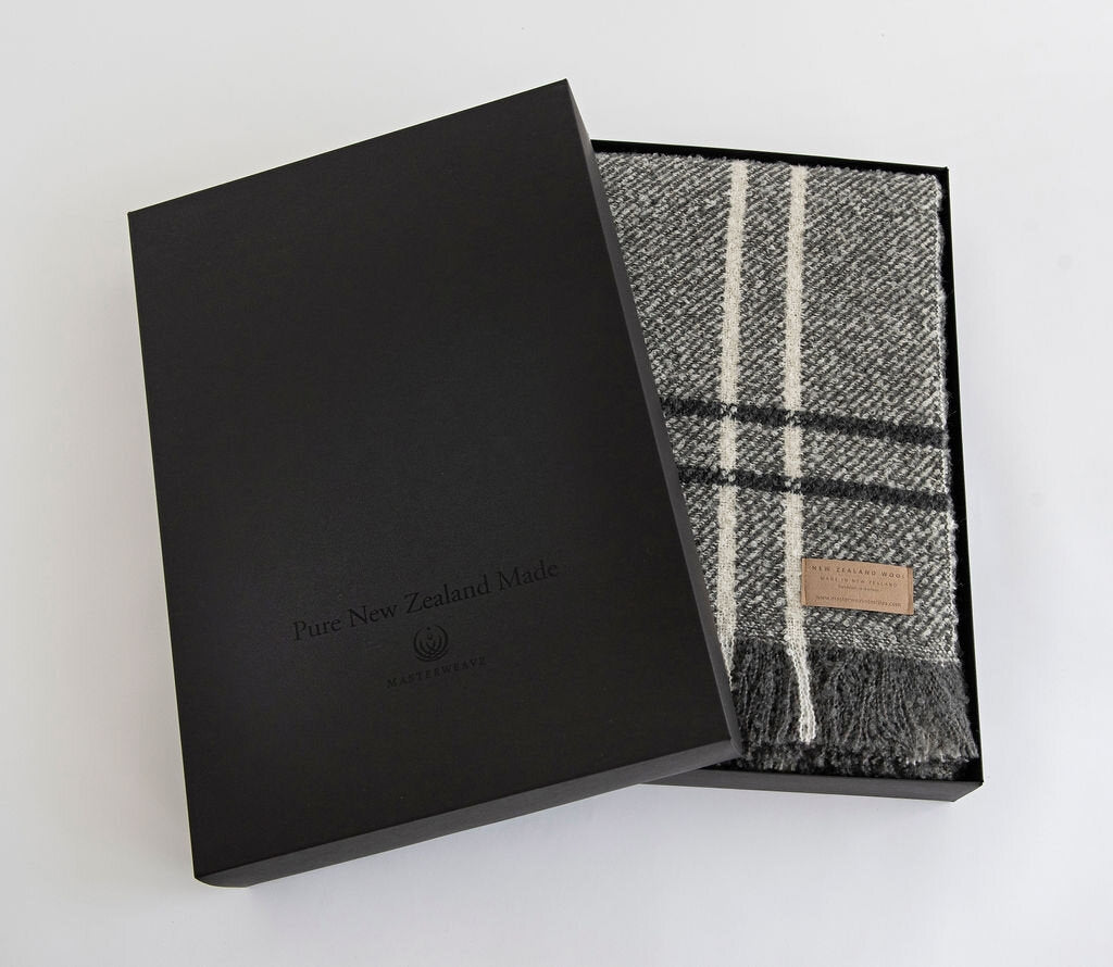 Masterweave Wool Twill Throw - Grey Window Check