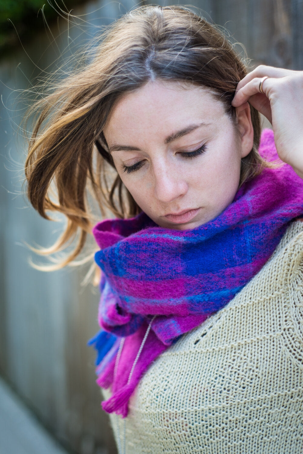 Masterweave Alpaca Scarf - Royal Fushia Check