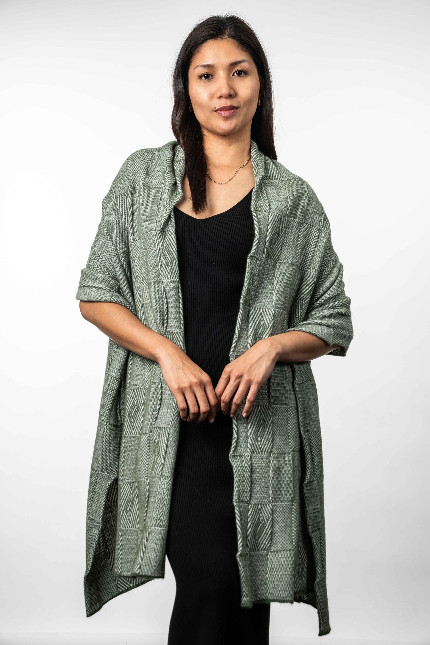 Merino Possum Jacquard Wrap - BT554