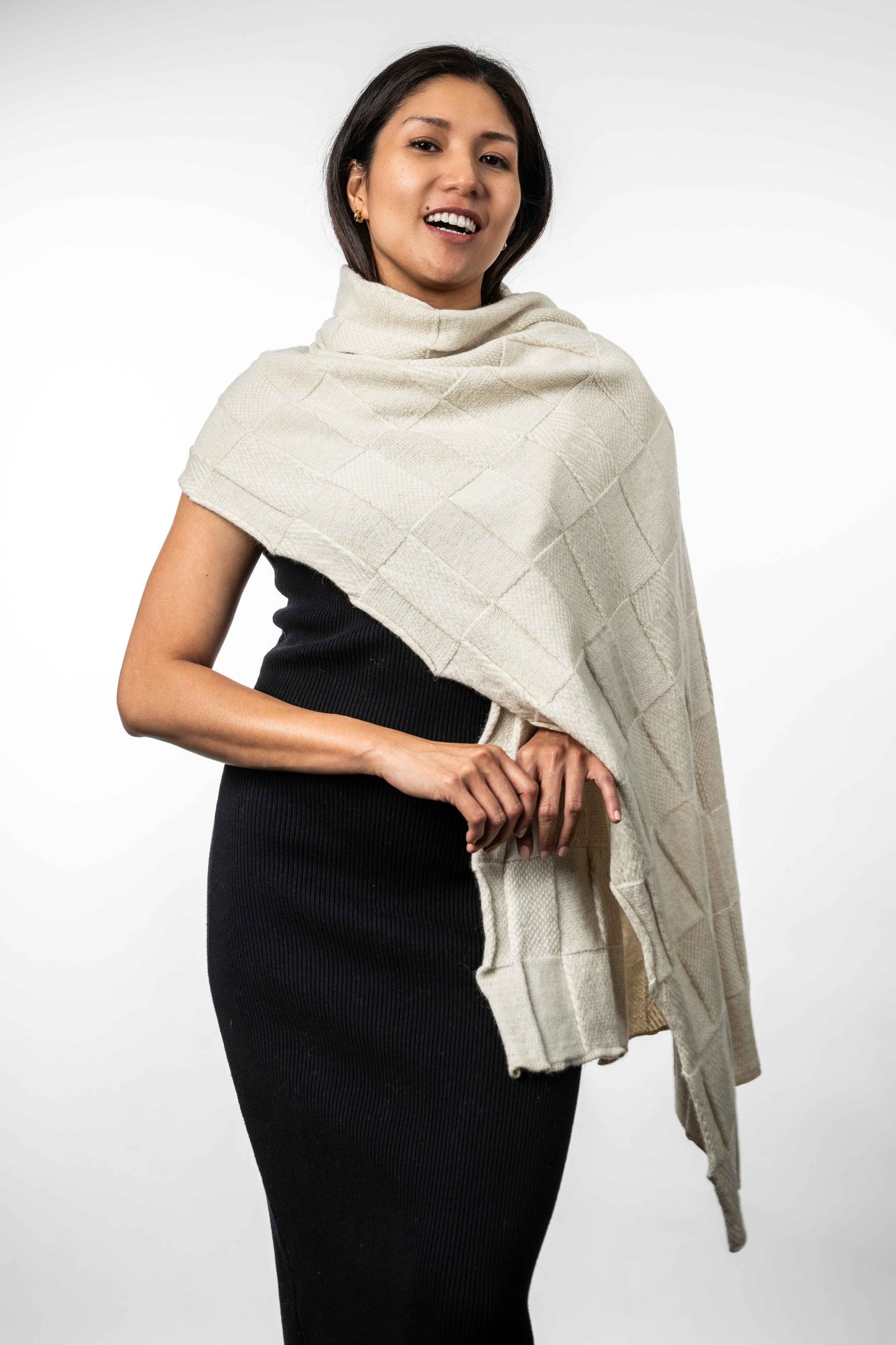 Merino Possum Jacquard Wrap - BT554