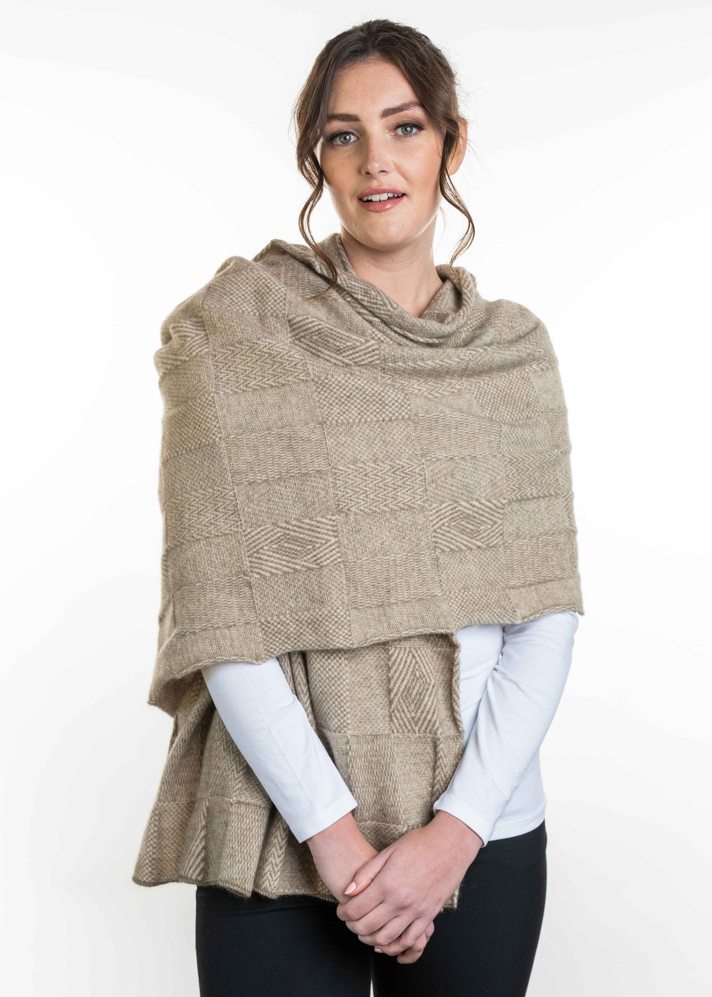 Merino Possum Jacquard Wrap - BT554