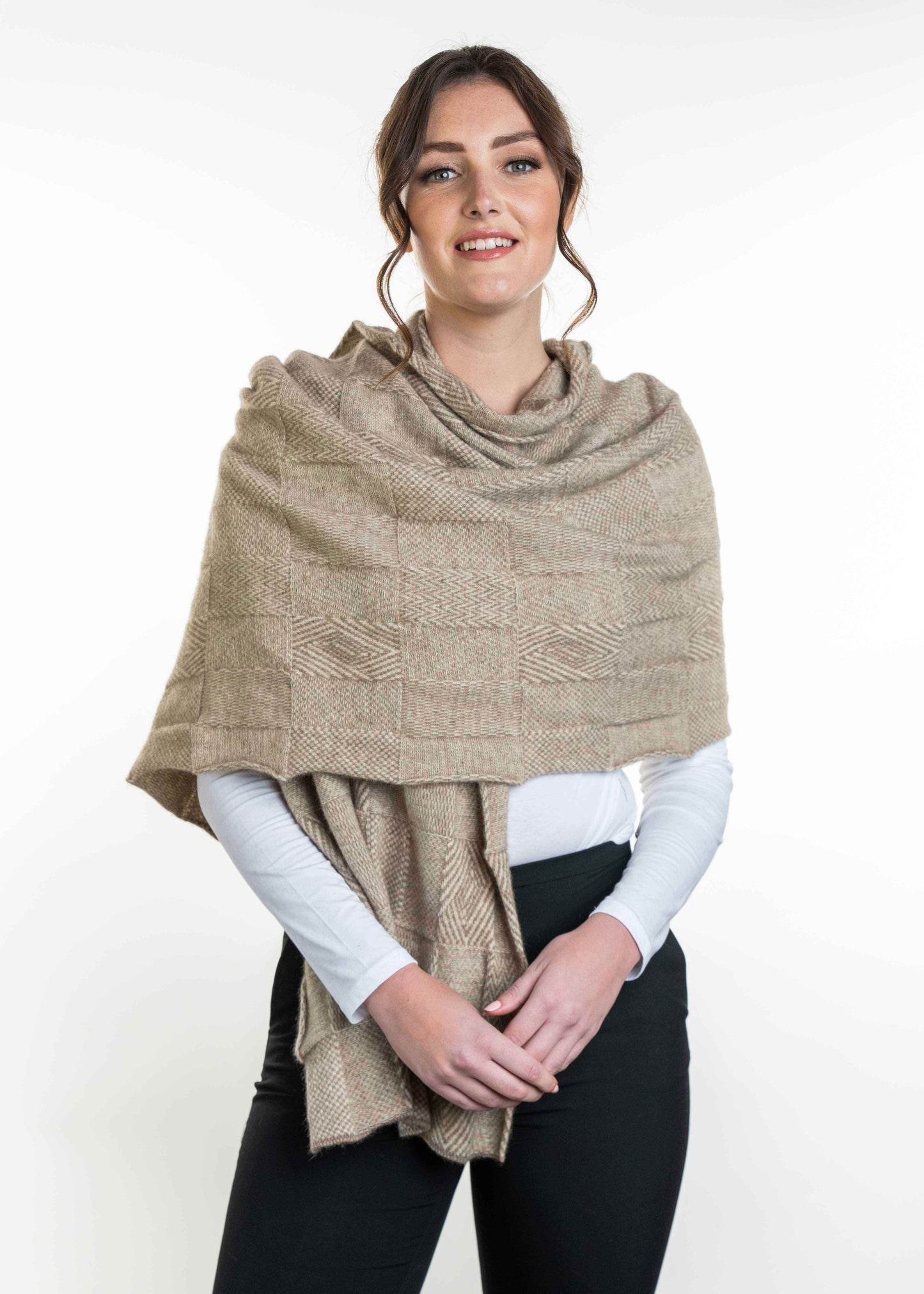 Merino Possum Jacquard Wrap - BT554