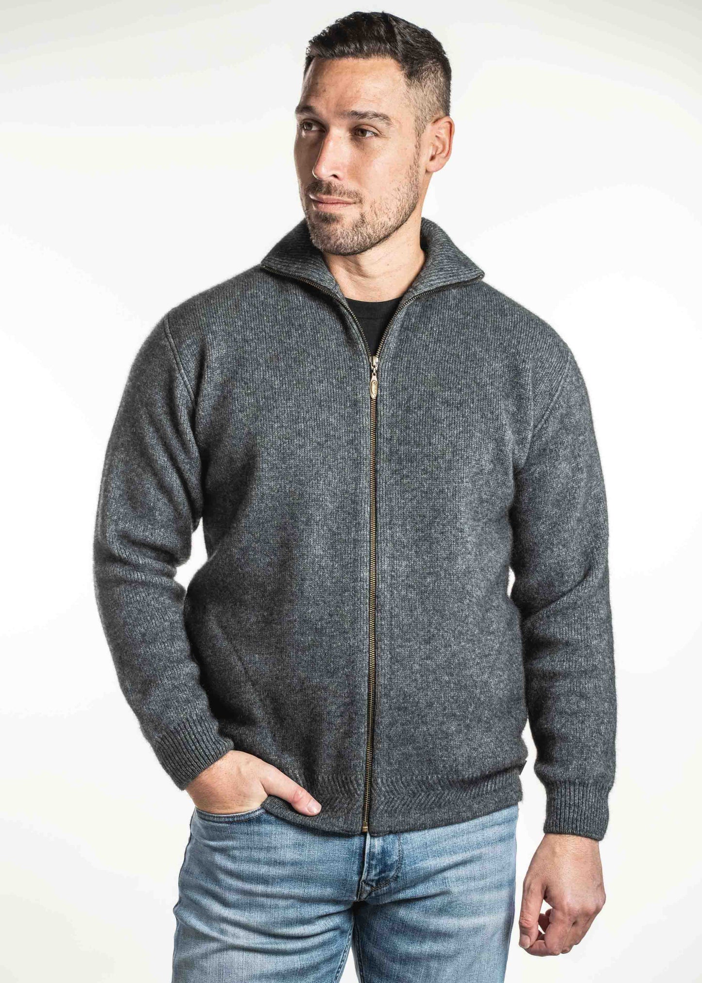 Merino Possum Zip Through Collar Jacket - KO231