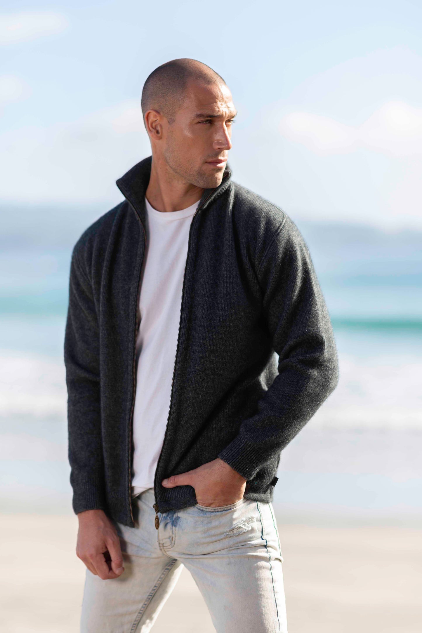 Merino Possum Zip Through Collar Jacket - KO231