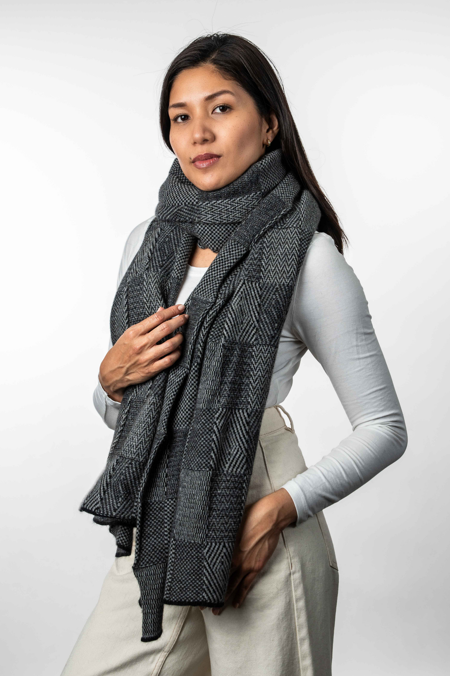 Merino Possum Jacquard Wrap - KO554