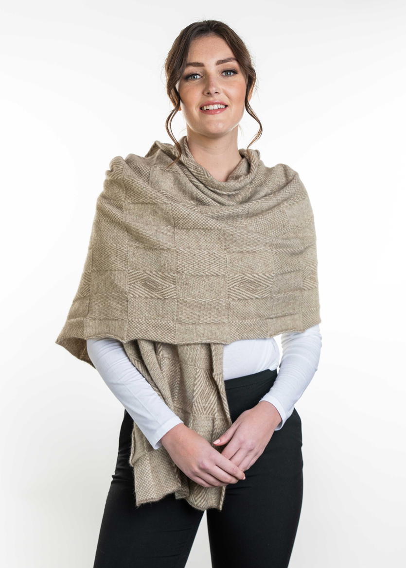 Merino Possum Jacquard Wrap - KO554