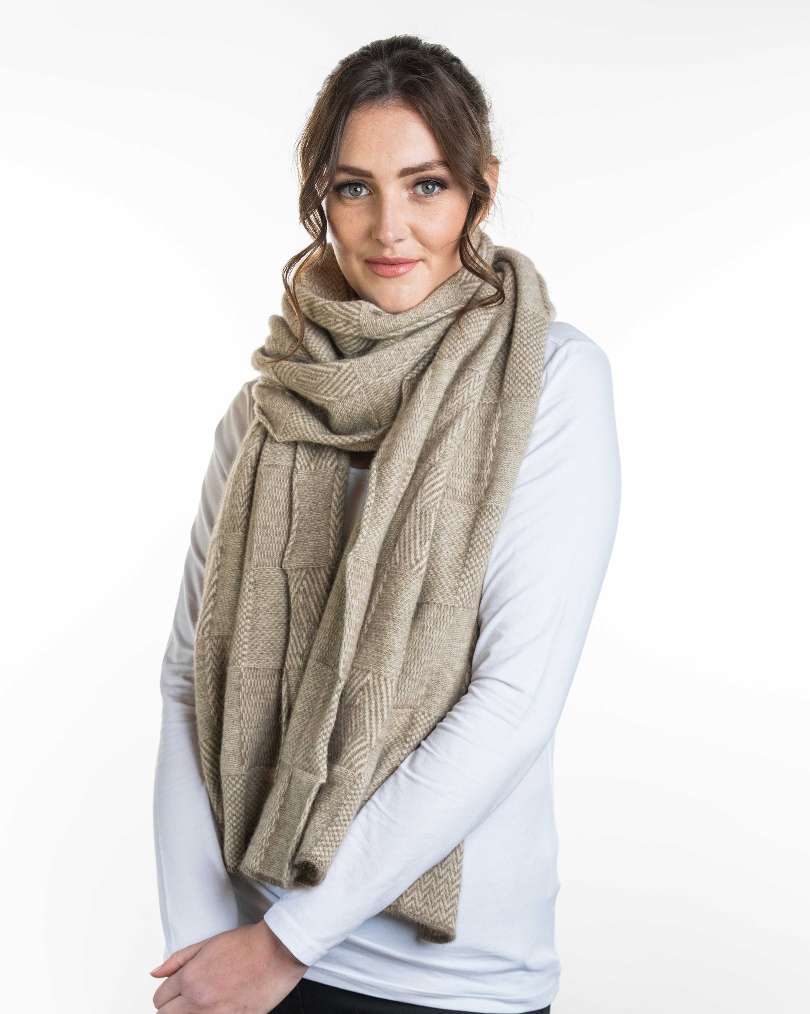 Merino Possum Jacquard Wrap - KO554