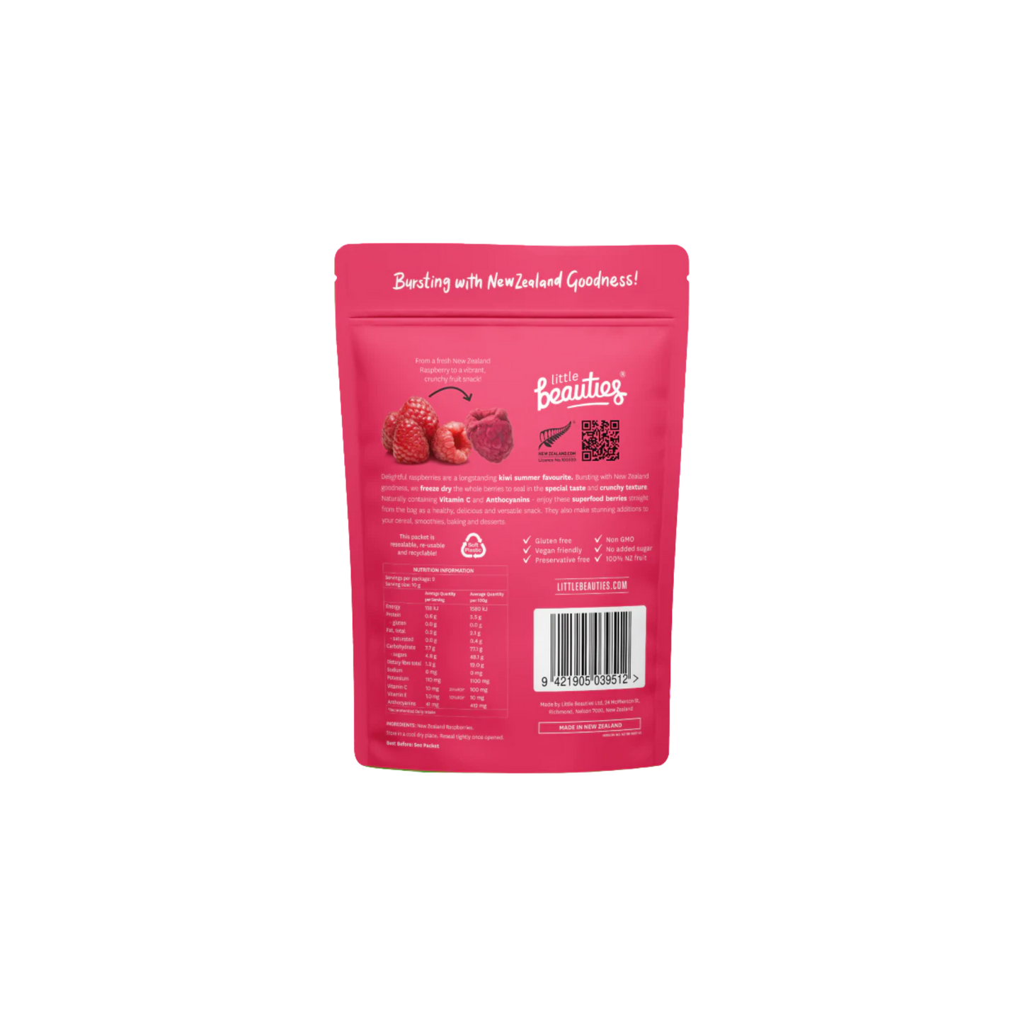 Little Beauties Crunchy Whole Raspberries - 20g