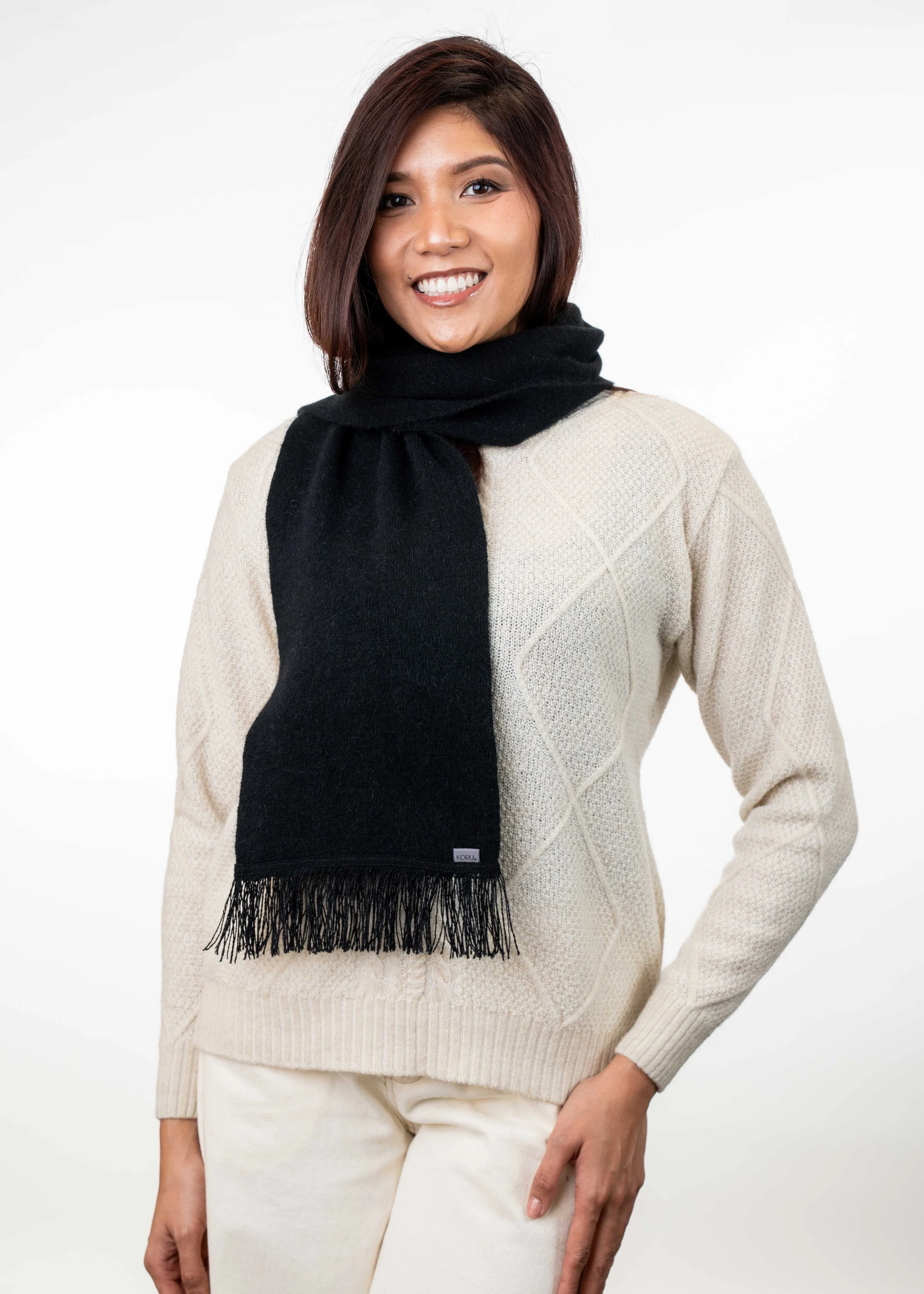 Merino Possum Scarf With Fringe - KO114