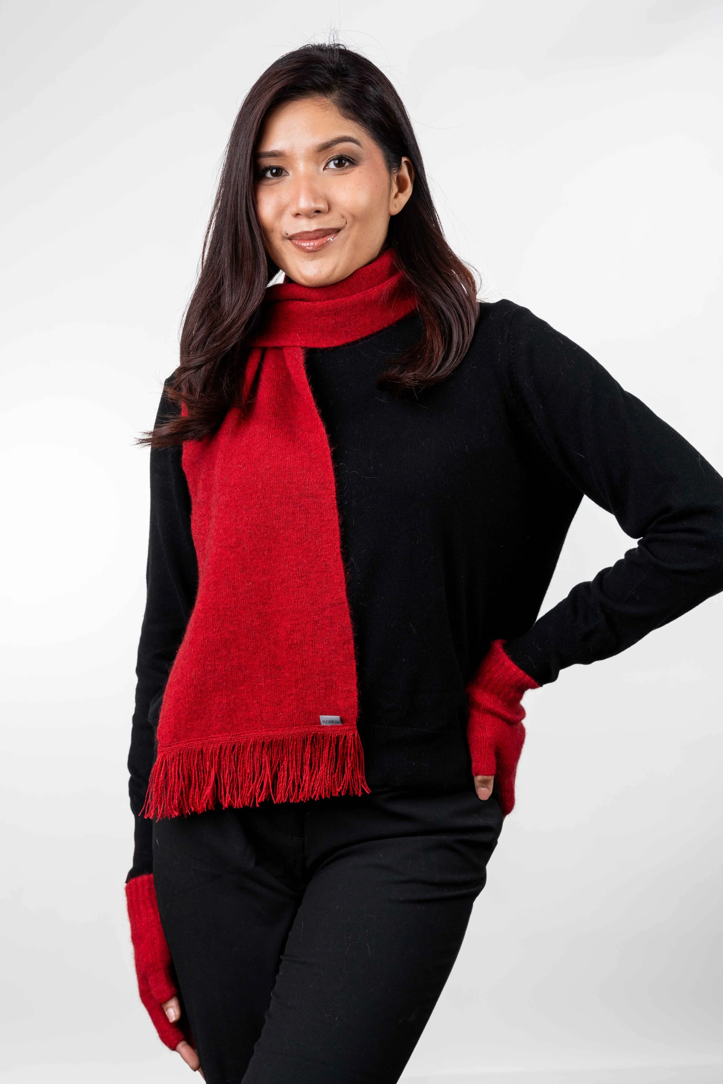 Merino Possum Scarf With Fringe - KO114