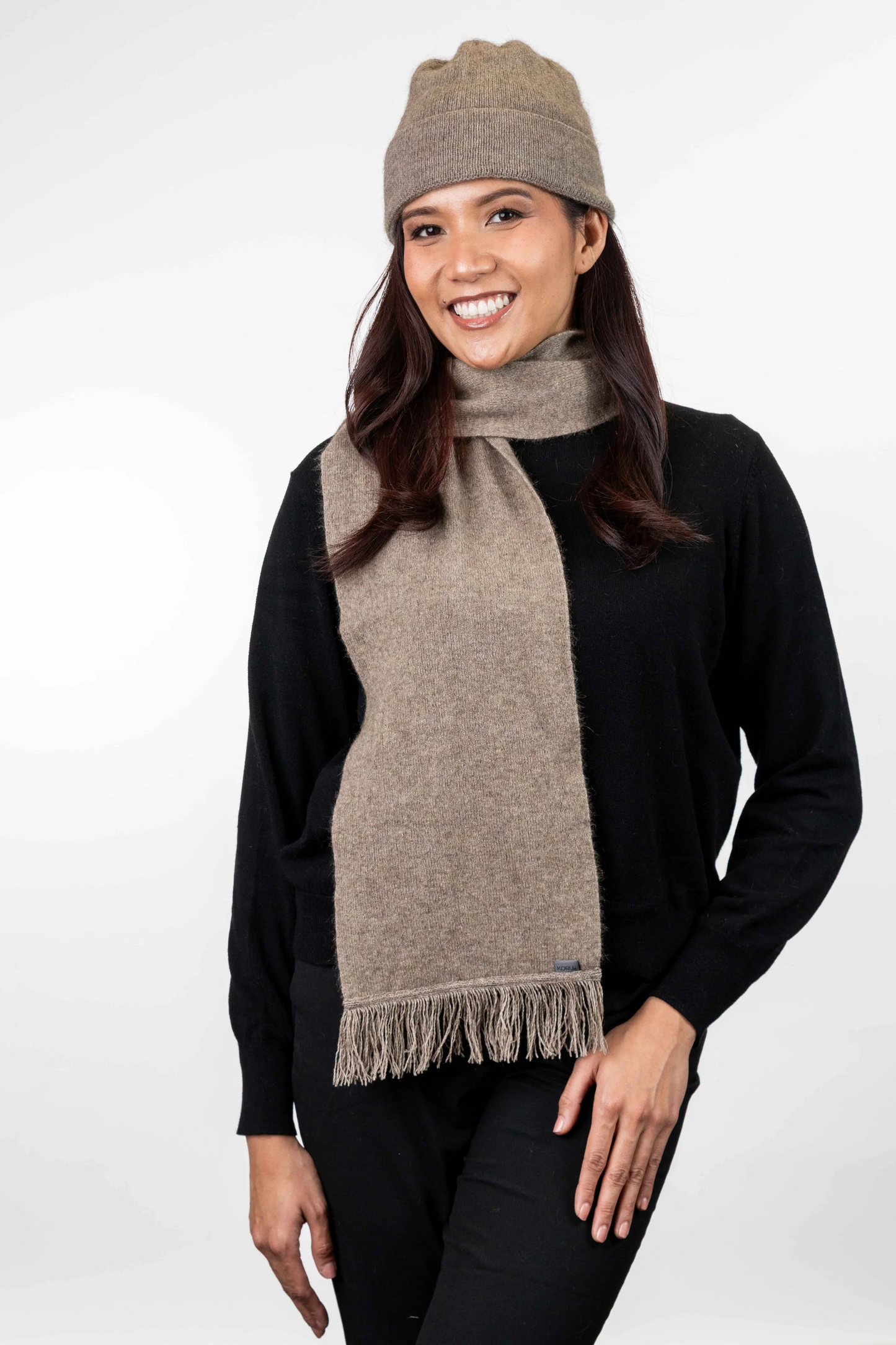 Merino Possum Scarf With Fringe - KO114